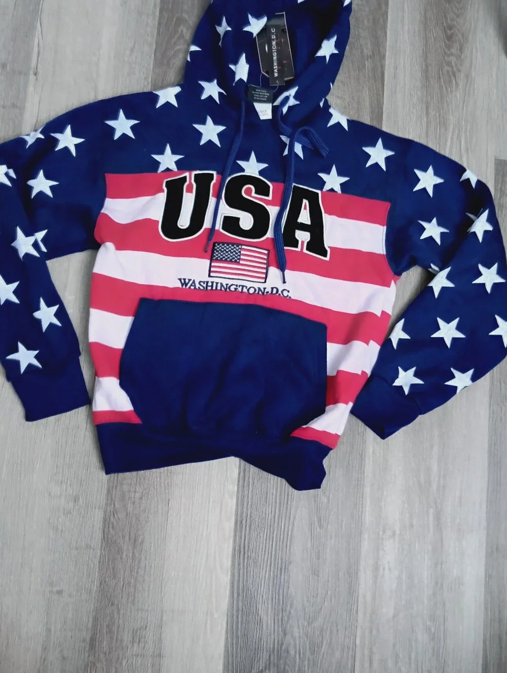 DC USA Flag Pullover Hoodie - Blue/Red/White